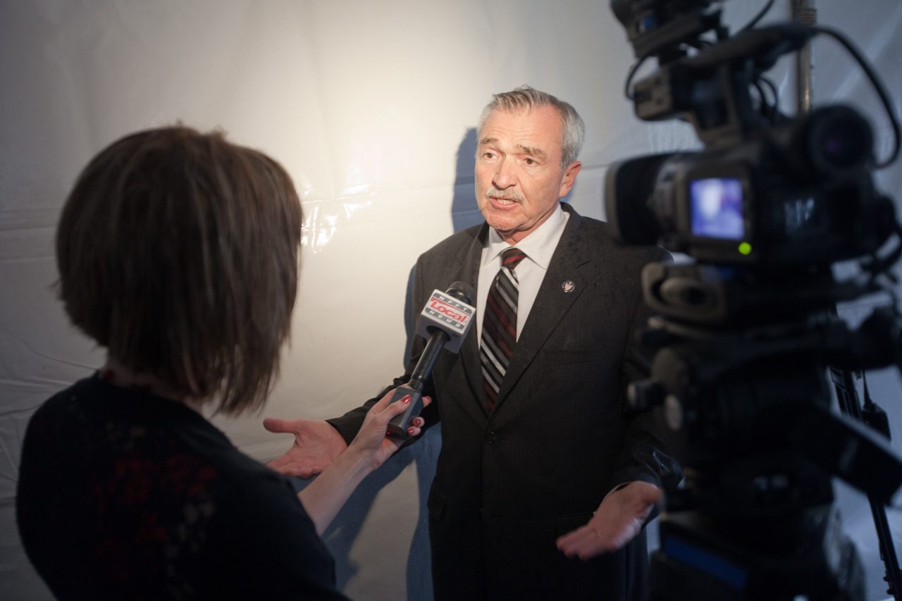 Mayor Henry being interviewed.